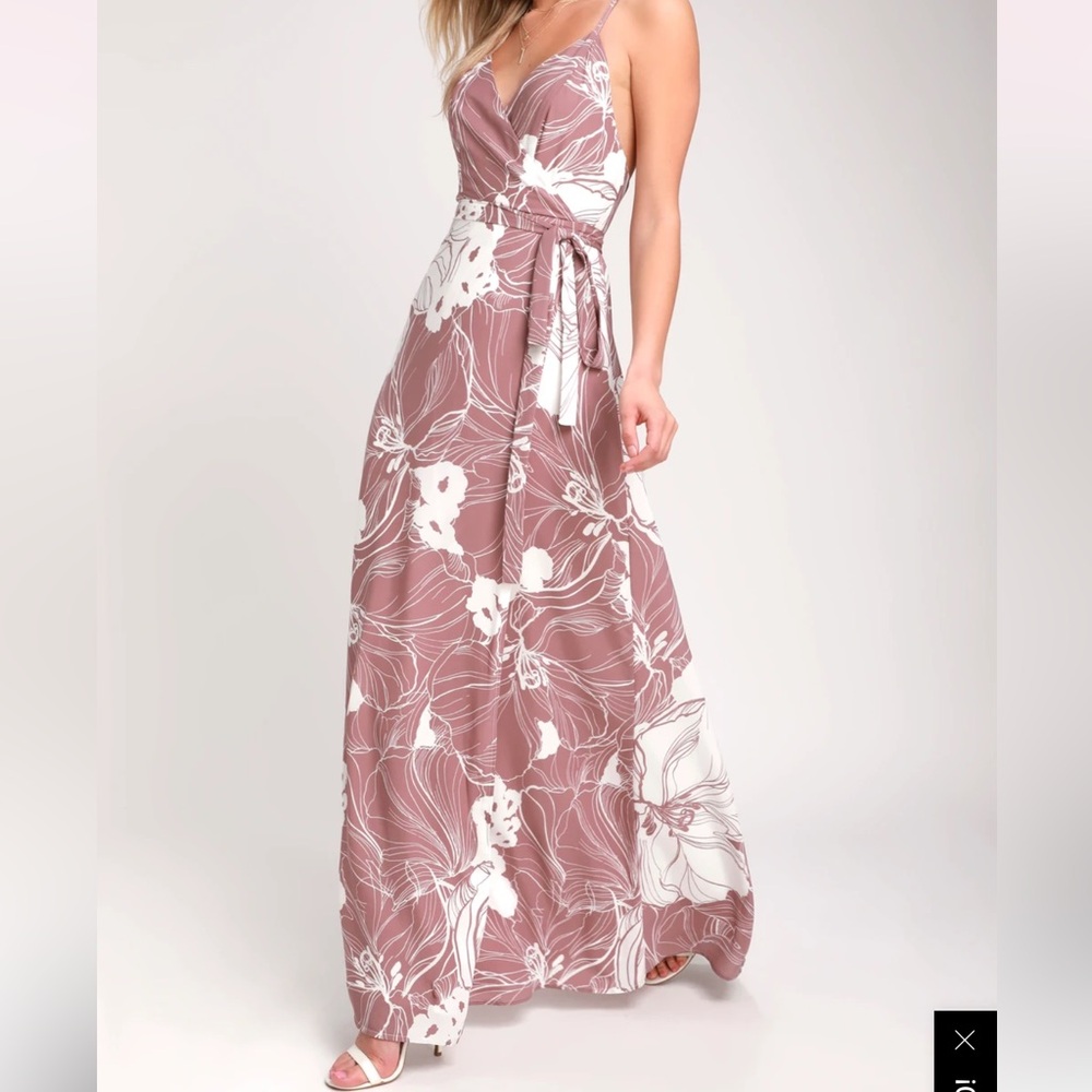 Always mine Lulus mauve dress Sold Out maxi wrap M - Picture 1 of 3
